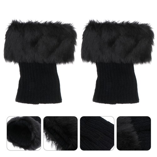 Women Boot Cuffs Faux Fur Cuffs Winter Woolen Sock Leg Boot Socks Short - Picture 2 of 12