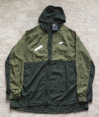 New! Nike Sportswear NSW Full Zip Hooded Woven Olive Jacket sz XL 928857 395