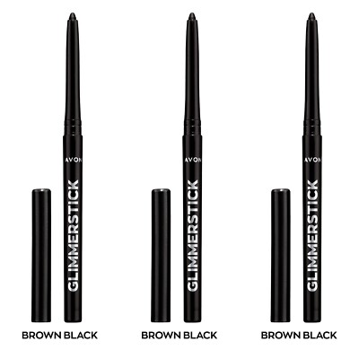 NEW Avon  Glimmerstick Retractable Eyeliner - Brown Black 0.28 g / Set of 3