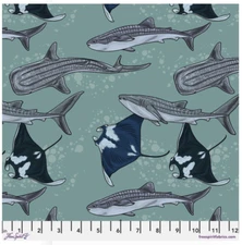 Free Spirit Rachel Hauer Mariana Gentle Giamts Aqua Cotton Fabric By Yard