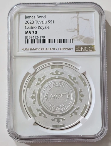 2023 TUVALU SILVER 1OZ JAMES BOND CASINO ROYALE COIN NGC MS70 SKU 8157412-179