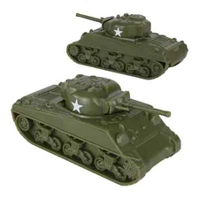 BMC CTS WW2 Sherman M4 Tanks OD GREEN Classic Toy Soldiers Plastic Army Vehicle
