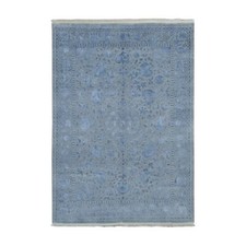 5'7" x 7'10" Gray Kishoon Design 250 KPSI Wool and Silk Hand Knotted Rug R80982
