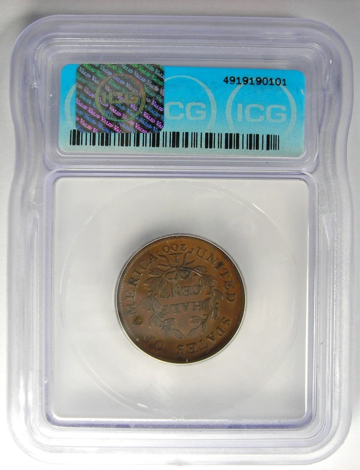 1804 Spiked Chin Draped Bust Half Cent 1/2C - Certified ICG MS60 Details UNC MS - Image 3 of 4