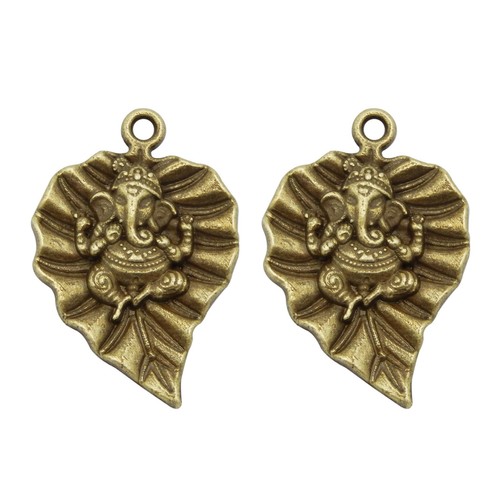 20 PIEZAS Collar Pendientes Colgante de Aleación Mixta Ganesha en Hoja Dijes Hágalo usted mismo Hallazgos - Imagen 7 de 11