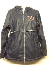 Charles River Apparel Women's Monogrammed Rain Jacket Blue Hooded Vented Size S