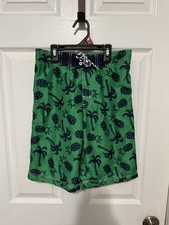 Gymboree Swim Trunks Board Shorts Boys Sz L 10-12 Green Palm Tree Pineapple