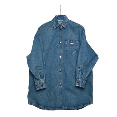 PRADA Trianglelogo Denim shirt oversized size: 36 GFC036 S000 13Z6 Women【U...