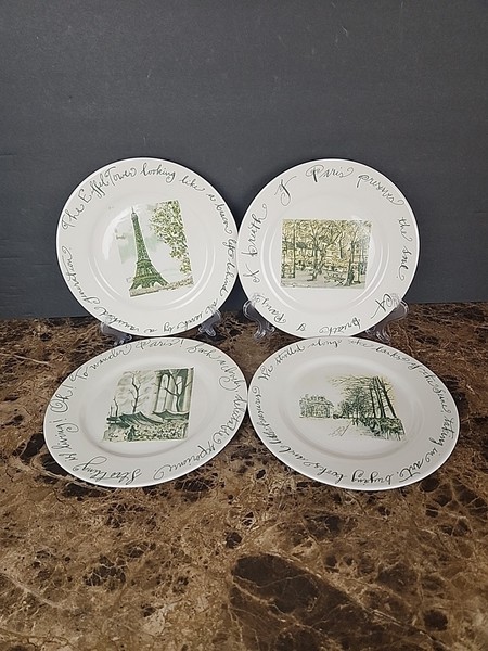 Juego de 4 platos de postre de ensalada Rosanna World Market Paris 8 1/8" Torre Eiffel