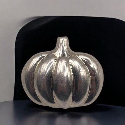 Geschwollener Kürbis 925 Sterlingsilber Halskette Anhänger, 1'' ~ Herbst Herbst Halloween