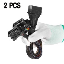 2pcs For Obd Ii 16pin Splitter Extension Cable Male Dual Female Y Cable Adapter