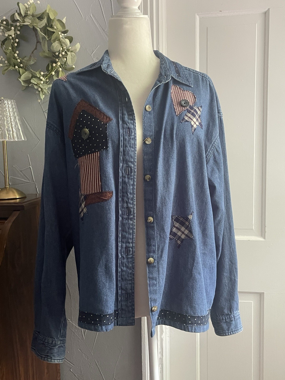 Vintage Patchwork Denim Button Down - image 2