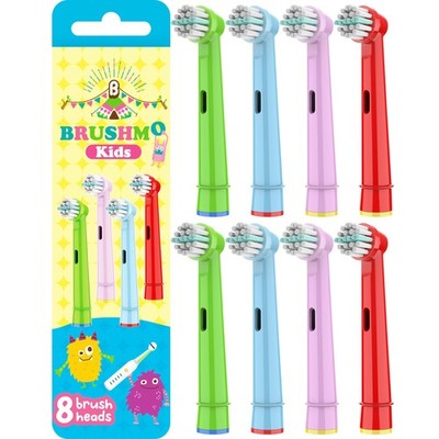 Brushmo Kids Toothbrush Replacement Heads 1 Count (Pack of 8), Assorted 