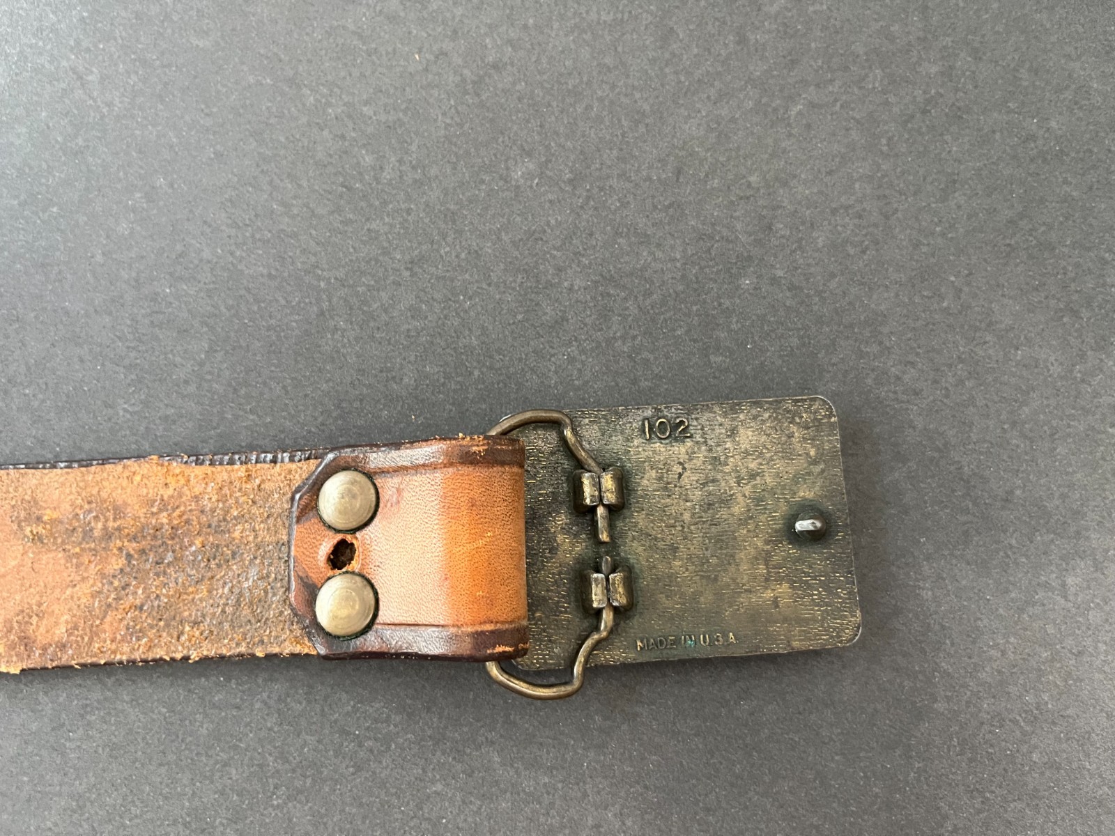 Leather Tooled Embossed Leaf Feather Pattern BELT… - image 6