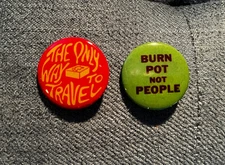 1970s  - 1.5 Inch Pinbacks - Marijuana  and LSD Buttons - Acid - Pot