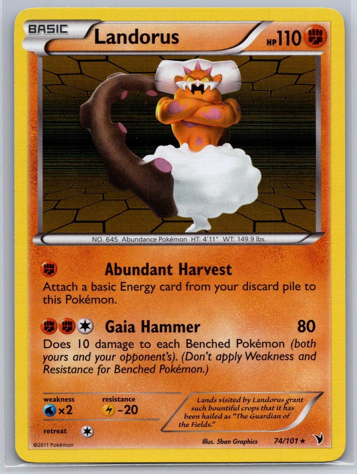 LP Landorus 74/101 Holo Rare Holo Noble Victories Pokémon 2011