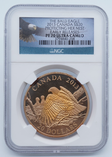 2013 Canada $20 Bald Eagle NGC PF 70 Ultra Cameo Protecting Nest - .175 C2343