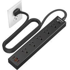 Flat Plug Power Strip, 6 Ft Ultra Thin Extension Cord, Surge Protector with 5...
