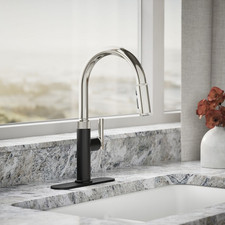 KOHLER Lathe Polished Nickel/Matte Black Pull-down Kitchen Faucet R31627-BSN