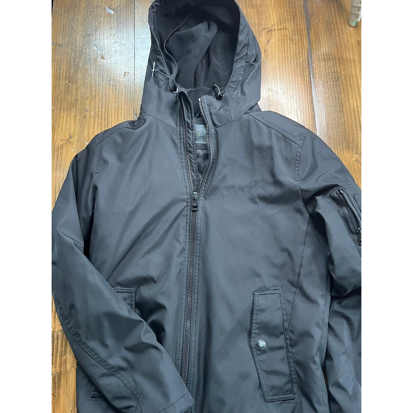S Black Full Zip Hooded Bomber Jacket Size Medium