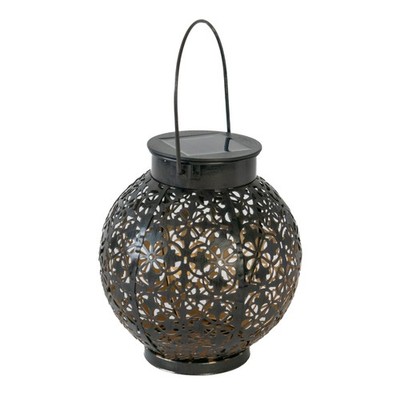 Solar Laterne Lampe Gartenleuchte Metall Schwarz 15.5 x 16.5 cm