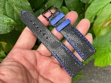 Black Stingray Leather Watch Strap Band 14 16 17 18 19 20 21mm 22mm 23 24mm 26mm