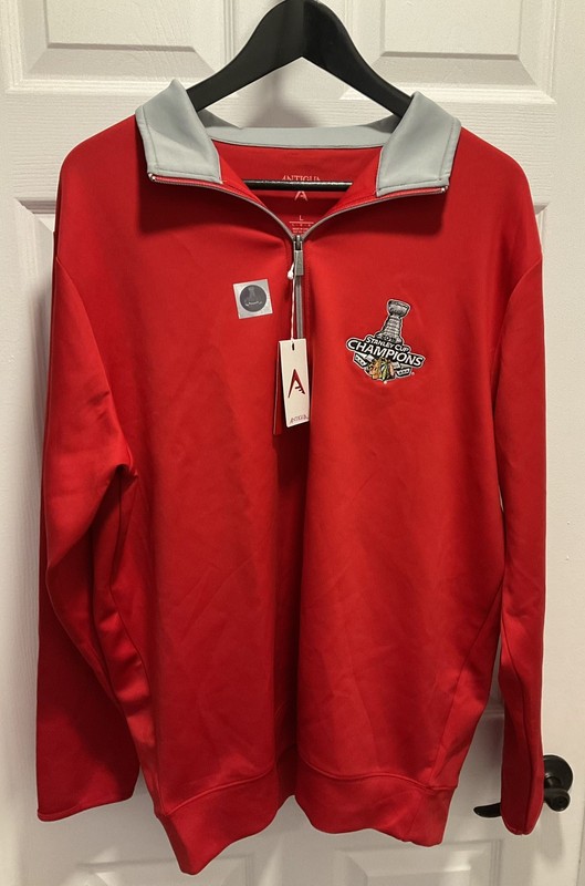 NHL 2015 STANLEY CUP CHAMPIONS CHICAGO BLACKHAWKS 1/4 ZIP ANTIGUA JACKET MEN'S L