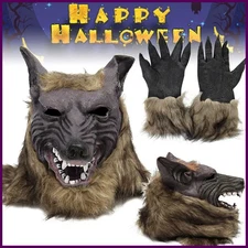 Halloween Horror Plush Wolf Gloves Mask Masquerade Halloween Party Costume Props
