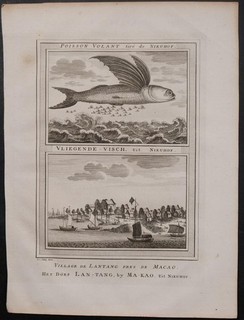 LANTANG MACAO CHINA 1755 BELLIN & VAN SCHLEY ANTIQUE COPPER ENGRAVED VIEWS