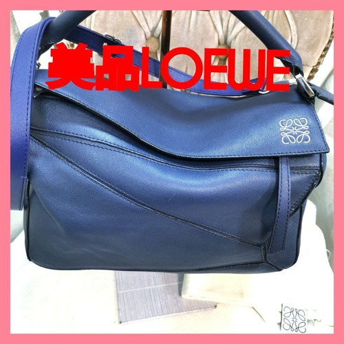 Loewe Puzzle Bag Handbag Leather Deep Navy Silver Hardware
