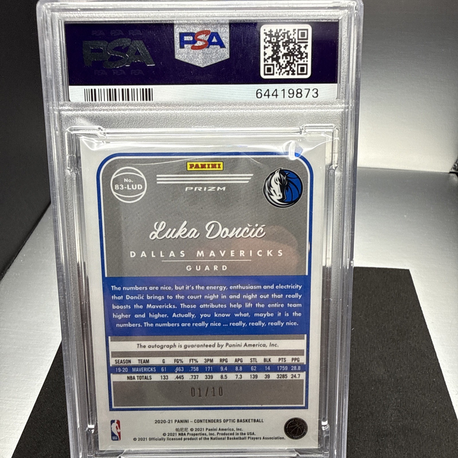 2020-21 Contenders Optic GOLD Prizm Luka Doncic Auto /10 🔥PSA 9 POP. 2/ No 10s view 5