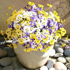 18 Bundles Artificial Outdoor Flowers   UV Resistant Fake Plants for Front Po...