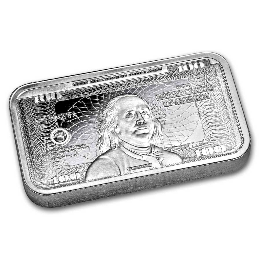 5 oz Silver Bar – Ben Franklin $100 Bill Design | eBay