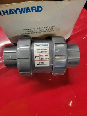 Hayward TC10150ST 1-1/2'' True Union Ball Check Valve PVC FPM Seals 235 PSI