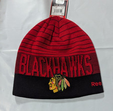 Chicago Blackhawks Knit Beanie Toque Winter Hat Skull Cap NHL New - Stripes A