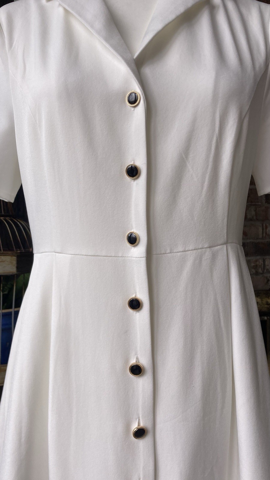 Collared White Button Down Midi Dress Rihoas Sz M… - image 4