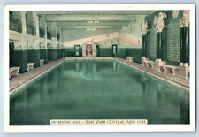 1941  New York City NY Vintage Postcard Park Central Swimming Pool Interior View