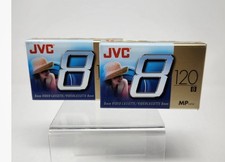 New 2 Pack JVC 8mm Blank P-6120JDU Video Cassette Tapes 120 Minute NOS