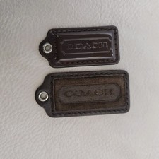 Authentic Coach Brown Leather Hangtag Replacement Tag Keychain Lot Of Two 