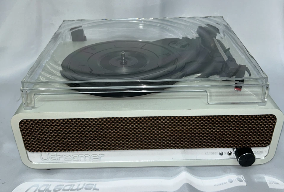 White Vinyl Record Player With Speakers Bluetooth  USB RCA 3 Speeds Udreamer - Image 3 of 4