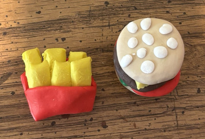 Fast Food Toy Hamburger Burger & French Fries Figure Set, Ages 3-7