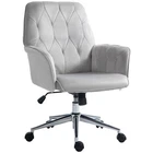 Vinsetto Swivel Computer Chair with Arm and Tufted Backrest, Light Grey