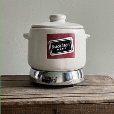 Carling Black Label Beer Bean Pot with Hot Plate by West Bend  Vintage EUC