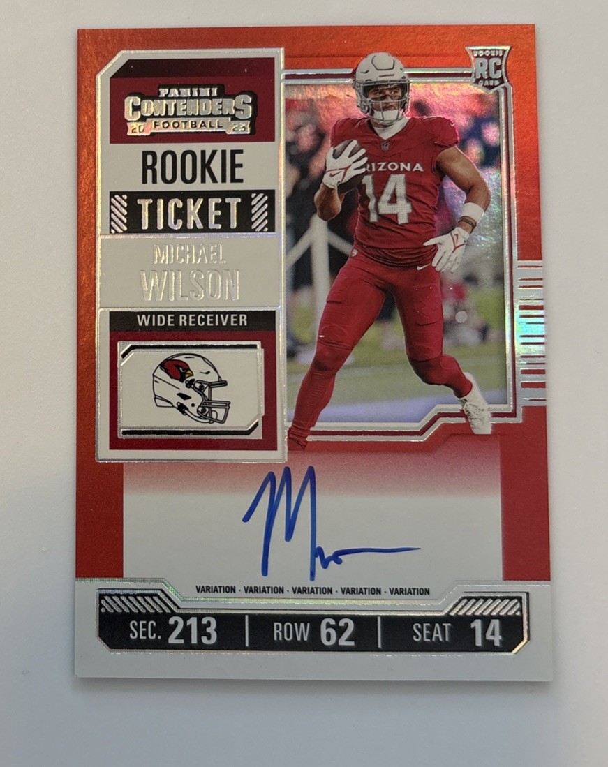 2023 Panini Contenders Michael Wilson Rookie Ticket FOTL Red Zone Auto Variation