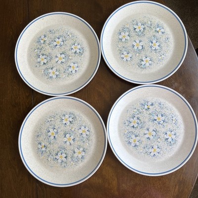 VTG Set of 4 Kitchen DEWDROPS Flowers Temper-ware by Lenox 10 1/4'' dinner plates