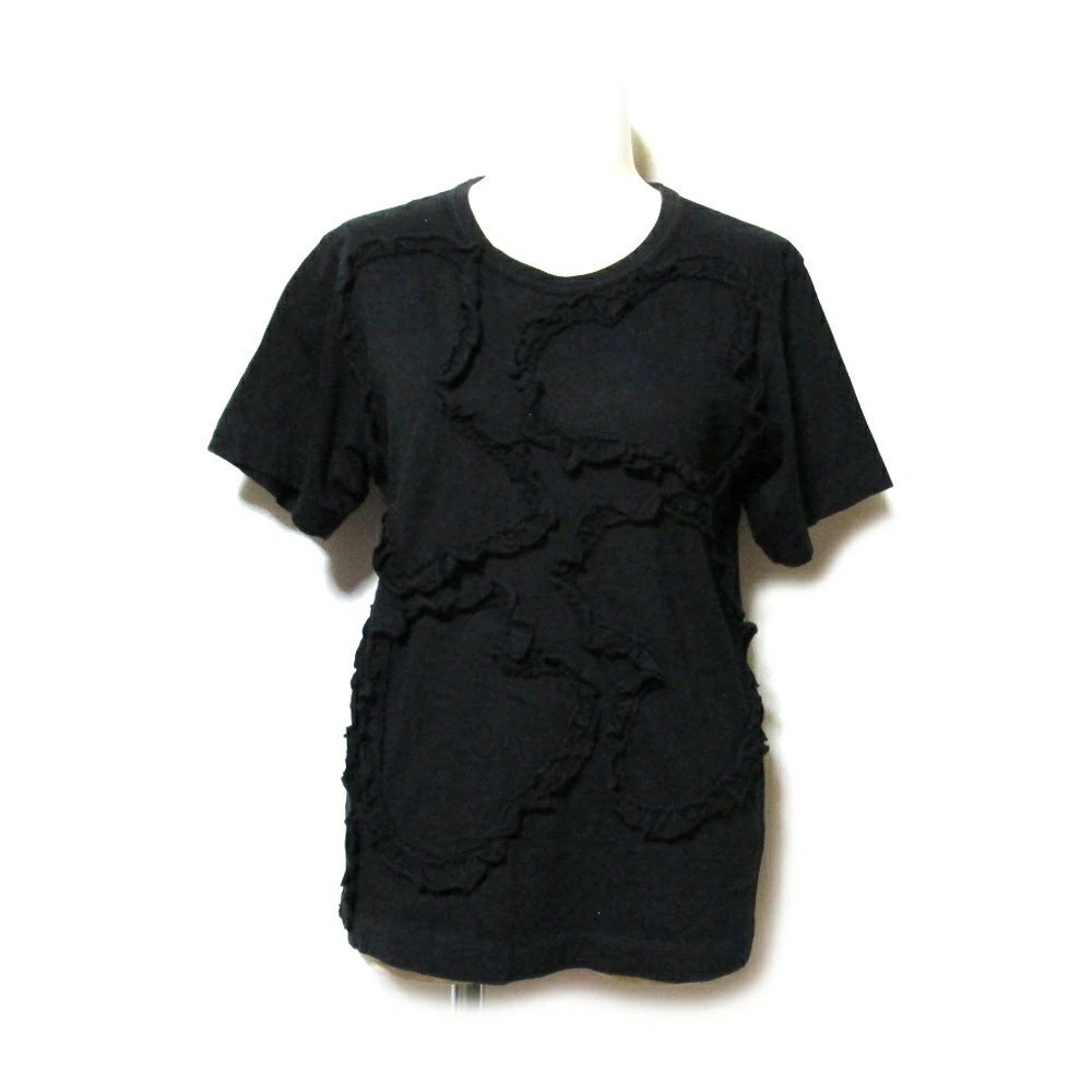 COMME des GARCONS T-shirt Black Cotton Frill Patchwork Size S Used Condition