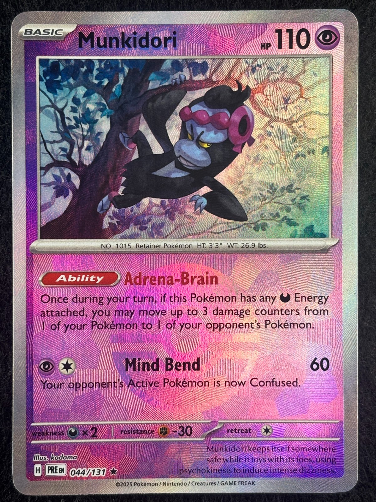 Munkidori 044/131 Prismatic Evolutions [Master Ball] Reverse Holo Pokemon TCG NM