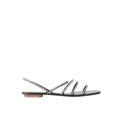 Aquazzura NIB Mistica Crystal-Embellished Slingback Sandals in Black Size 38.5