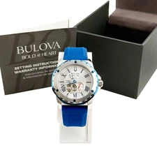 Bulova Marine Star Series A 98A225 Men's Automatic Blue Textured Silicone Strap