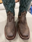 Brown Nocona Boots With Green Quilted Shafts Size 11.5D — photo 2